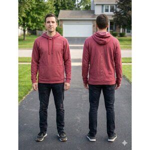 Asics Mens Small Maroon Heathered Pullover Hoodie Fleece Sweatshirt Training S